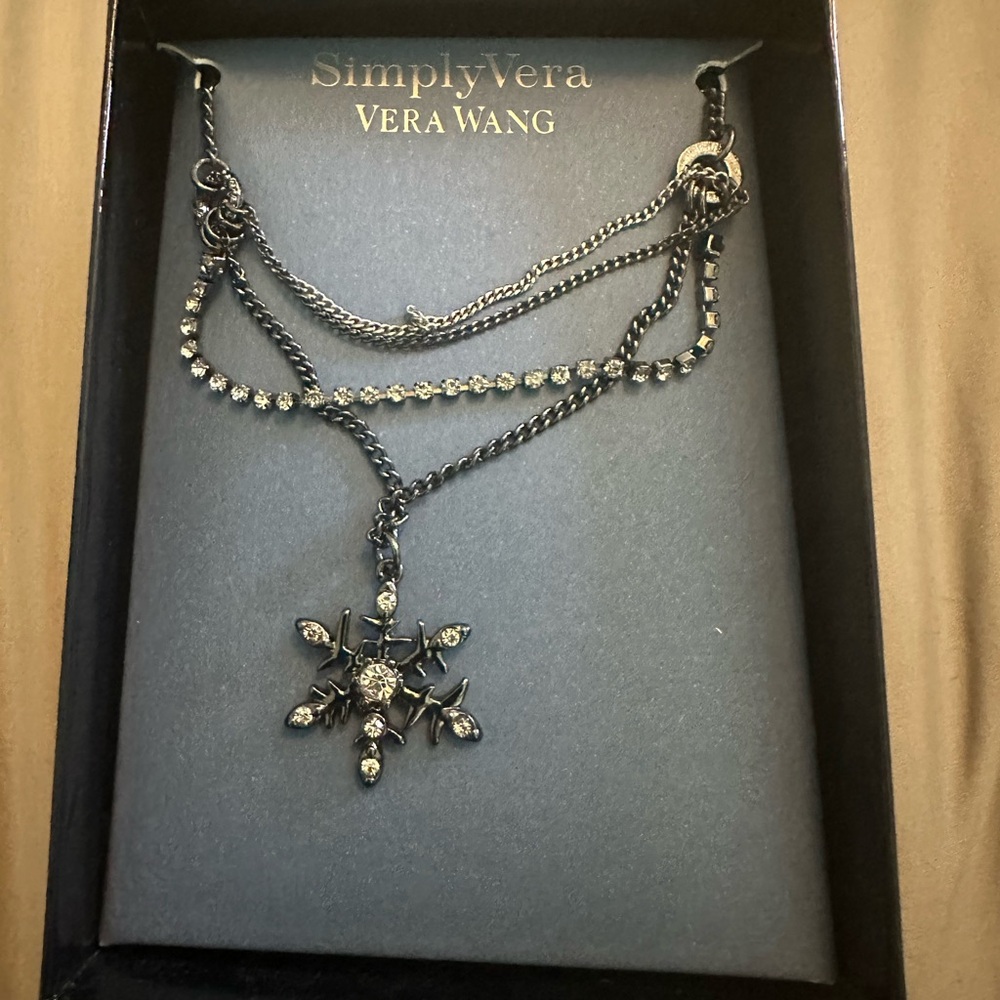 Simply Vera Vera Wang Silver and Black Snowflake Necklace
